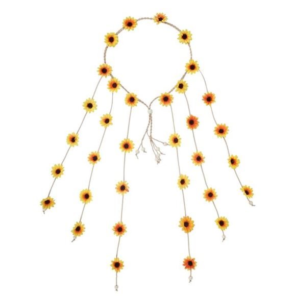 Flower Hippie Headband Floral Crown Behemain Sunflowers Beads Adjust Headdress - Picture 2 of 7